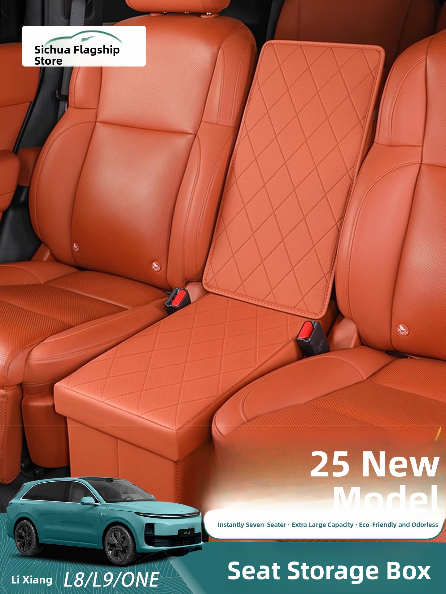 Tech Accessories Storage - 理想的なOneL8L9ダブルロウシート収納ボックス 車内必需品 ブラックテックアクセサリー レザー素材 防水 耐圧