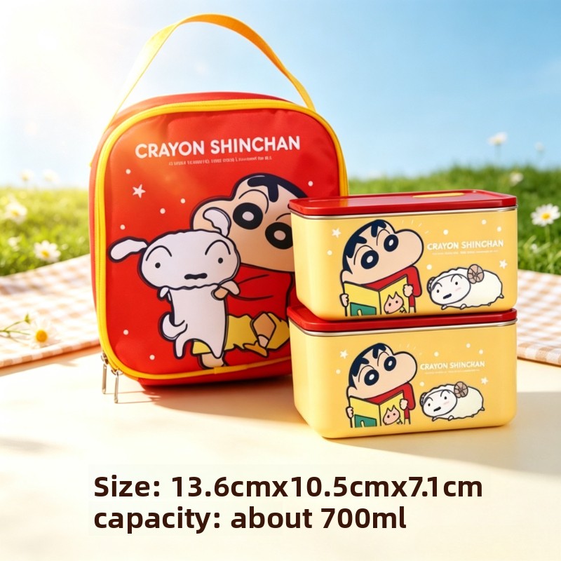 Kawaii Tech Accessories - クレヨンしんちゃんのキャラクターが描かれた、ステンレス製の保温ランチボックス。かわいいデザインで、持ち運びにも便利。仕事やキャンプでのランチに最適。アニメグッズの卸売販売。