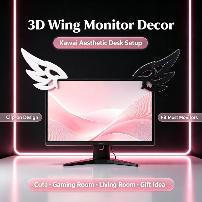 かわいい3Dウィングデコレーション、コンピューターモニター用 - Kawaii Tech Accessories のレビューと価格